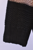 Casual Patchwork Basic  Contrast O Neck Tops Sweater
