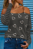 Casual Street Print Split Joint Chains Off the Shoulder Tops