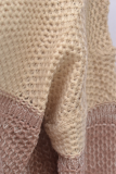 Casual Patchwork Basic  Contrast O Neck Tops Sweater