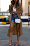 Fashion Elegant Solid Split Joint Turndown Collar Outerwear