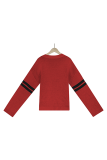 Casual Striped Split Joint  Contrast O Neck Tops Sweater