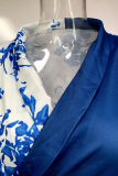 Fashion Casual Print Solid Patchwork With Belt Turndown Collar A Line Dresses