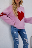 Casual Striped Split Joint  Contrast O Neck Tops Sweater