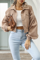 Fashion Casual Solid Pocket Buckle Turndown Collar Outerwear