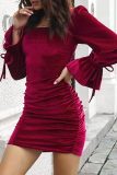 Fashion Elegant Solid Split Joint Fold Square Collar Dresses