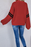 Casual Striped Split Joint  Contrast O Neck Tops Sweater