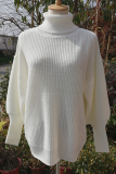 Casual Solid Patchwork Turtleneck Tops Sweater