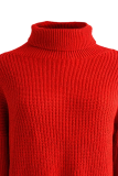 Casual Solid Patchwork Turtleneck Tops Sweater