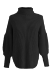 Casual Solid Patchwork Turtleneck Tops Sweater