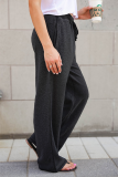 Casual Solid Draw String Pocket Loose Wide Leg Solid Color Bottoms