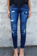 Casual Patchwork Ripped Split Joint Fold Pencil Bottoms