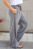 Casual Solid Draw String Pocket Loose Wide Leg Solid Color Bottoms