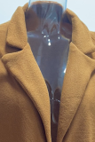 Fashion Elegant Solid Patchwork Buckle Turn-back Collar Outerwear