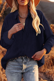 Casual Solid Split Joint Basic Turndown Collar Tops