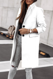 Fashion Elegant Solid Patchwork Buckle Turn-back Collar Outerwear