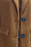 Fashion Elegant Solid Patchwork Buckle Turn-back Collar Outerwear