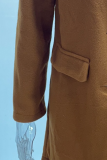 Fashion Elegant Solid Patchwork Buckle Turn-back Collar Outerwear