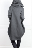 Casual Solid Pocket Zipper Hooded Collar Outerwear