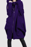Casual Solid Pocket Zipper Hooded Collar Outerwear