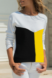 Casual Print Basic  Contrast O Neck Tops
