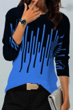 Casual Print Basic  Contrast O Neck Tops