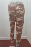 Casual Camouflage Print Draw String Capris Patchwork Bottoms