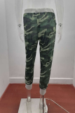 Casual Camouflage Print Draw String Capris Patchwork Bottoms
