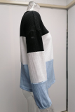 Fashion Casual Patchwork  Contrast O Neck Tops