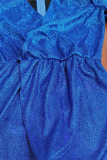 Fashion Elegant Solid Split Joint Fold V Neck Evening Dress Dresses