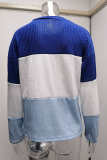 Fashion Casual Patchwork  Contrast O Neck Tops