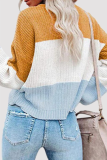 Fashion Casual Patchwork  Contrast O Neck Tops