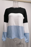 Fashion Casual Patchwork  Contrast O Neck Tops