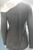 Fashion Casual Solid Patchwork Asymmetrical Oblique Collar Tops