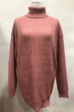 Casual Solid Split Joint Basic Turtleneck Dresses
