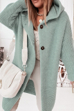 Casual Solid Patchwork Buckle Hooded Collar Outerwear Sweater