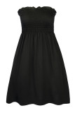 Fashion Casual Solid Split Joint Strapless Princess Dresses