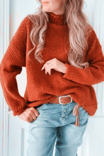 Casual Solid Split Joint Basic Half A Turtleneck Tops Sweater