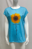 Casual Print Basic O Neck T-Shirts