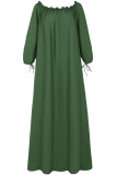 Casual Vintage Solid Fold Stringy Selvedge Off the Shoulder Dresses