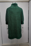 Casual Solid Slit Turtleneck Tops