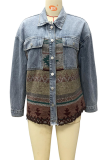 Fashion Casual Geometric Pocket Buckle Turndown Collar Outerwear