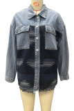 Fashion Casual Geometric Pocket Buckle Turndown Collar Outerwear