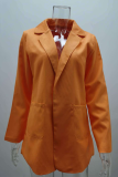 Casual Solid Split Joint Pocket Turndown Collar Outerwear