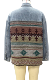 Fashion Casual Geometric Pocket Buckle Turndown Collar Outerwear