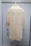 Casual Solid Slit Turtleneck Tops