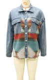 Fashion Casual Geometric Pocket Buckle Turndown Collar Outerwear
