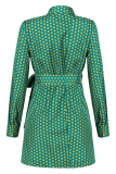 Fashion Elegant Polka Dot Split Joint Strap Design Turndown Collar Dresses