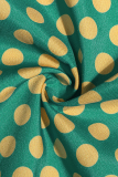Fashion Elegant Polka Dot Split Joint Strap Design Turndown Collar Dresses