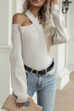 Fashion Casual Solid Hollowed Out Split Joint Halter Tops