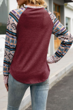 Casual Geometric Split Joint O Neck Tops